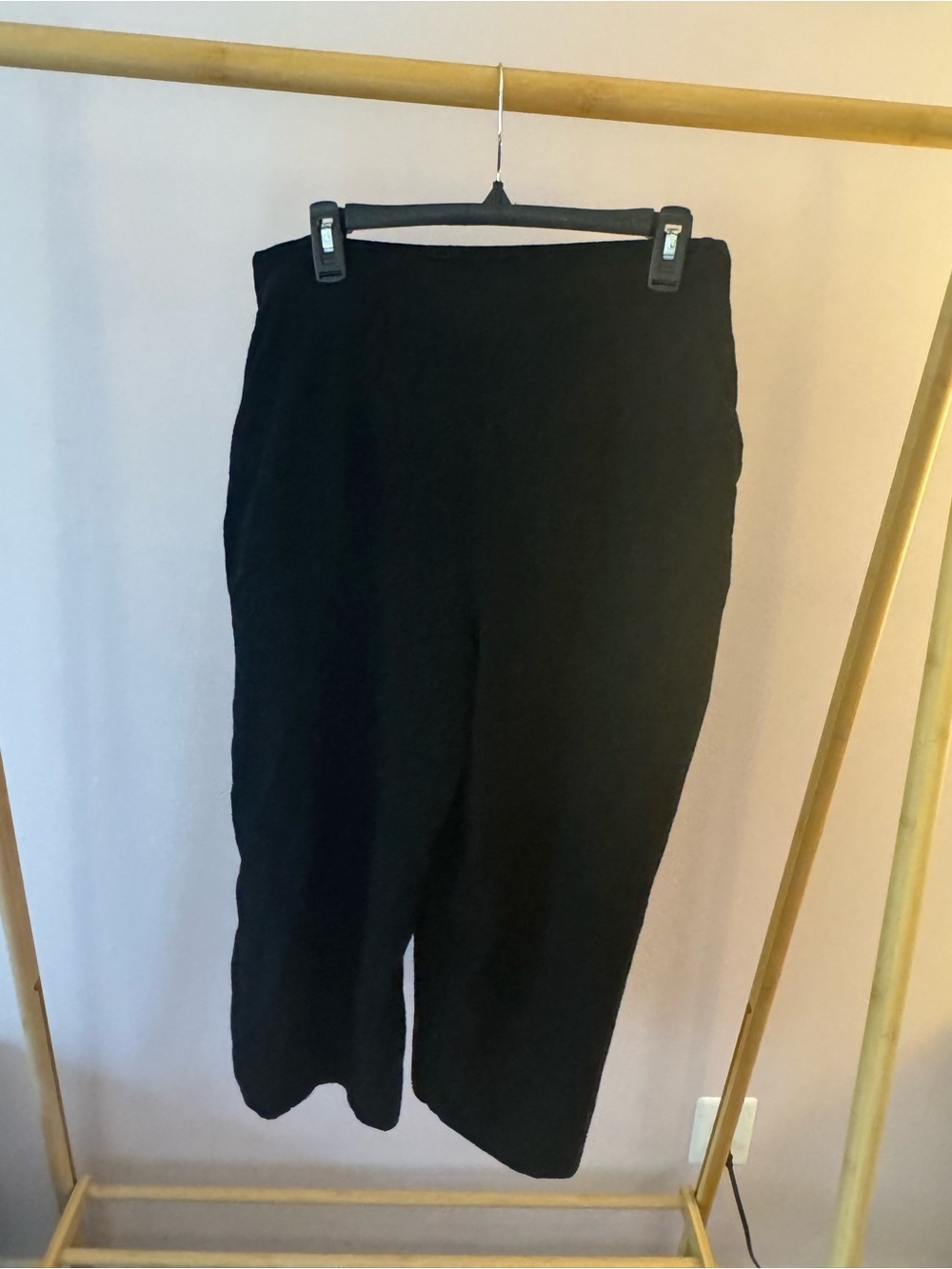 Black Linen Wide-Leg Women’s Pants
